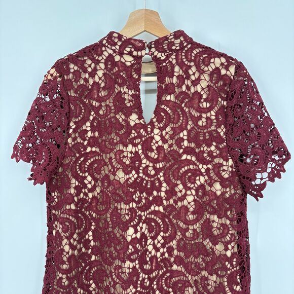Altar'd State Burgundy Lace Overlay Dress, Sz Large, Choker Funeral Wedding - Picture 6 of 10
